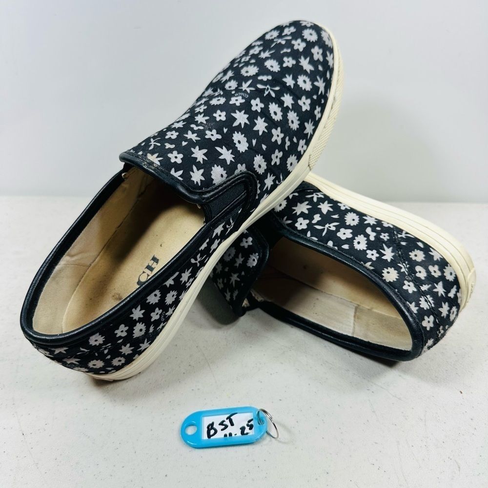 Coach Women's G2680 Slip-On Sneaker Floral Leather Trim Shoes Size 7,5